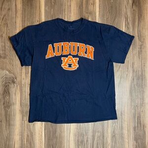 Auburn Tigers Shirt Men’s Size XL Blue Short Sleeve Graphic Logo Spell Out NCAA